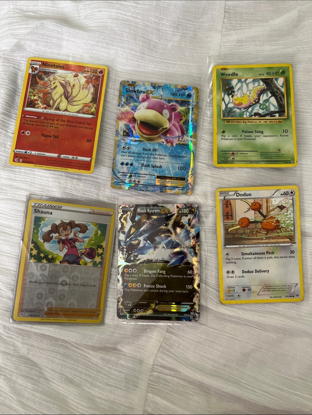 Pokemon Card Lot with Red Ninetales, Blue Slowbro & Green Weedle